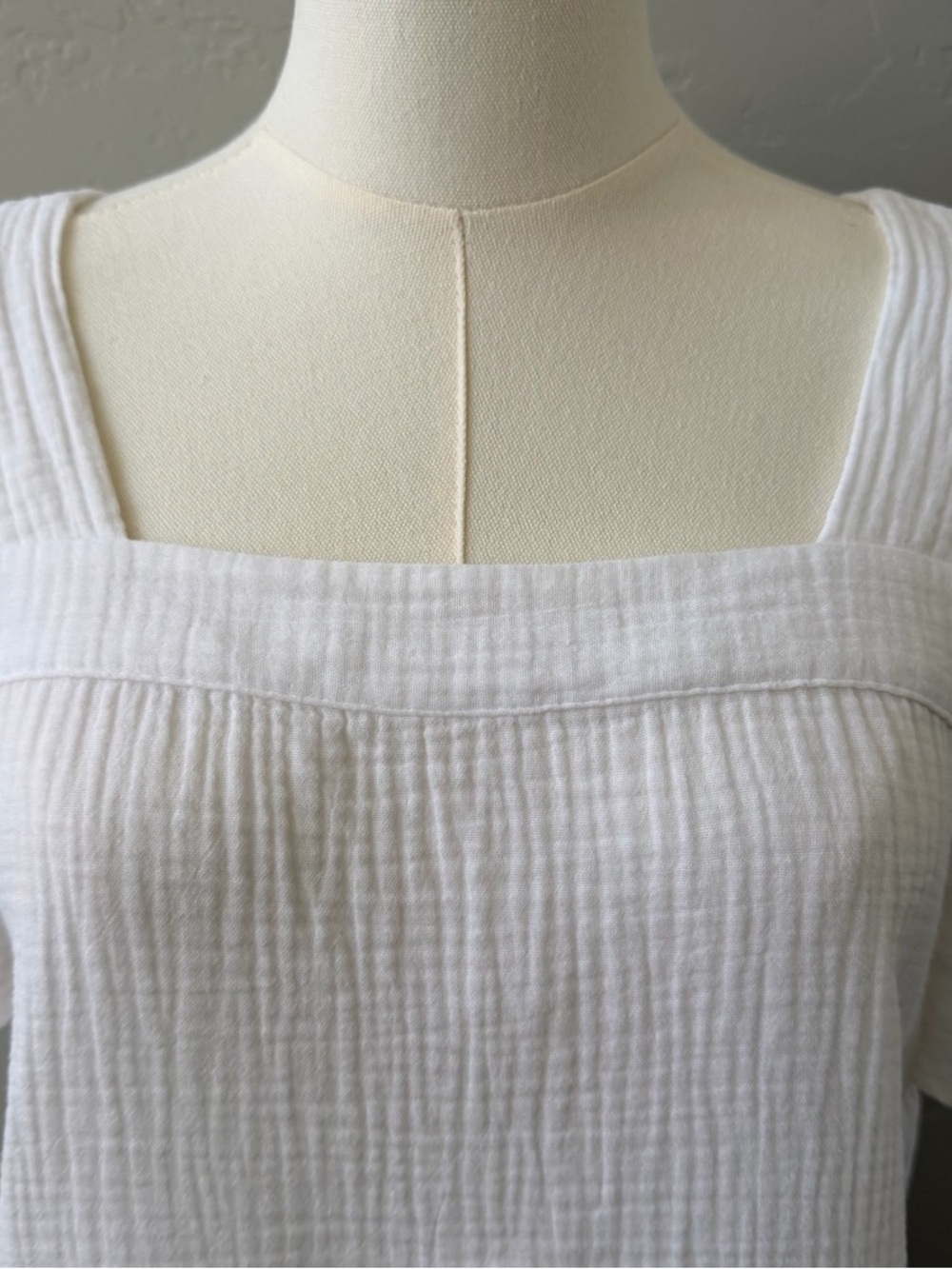 Madewell Lightspun Harlow Square Neck Top White Cotton Size S Minimal Coastal - Picture 5 of 12